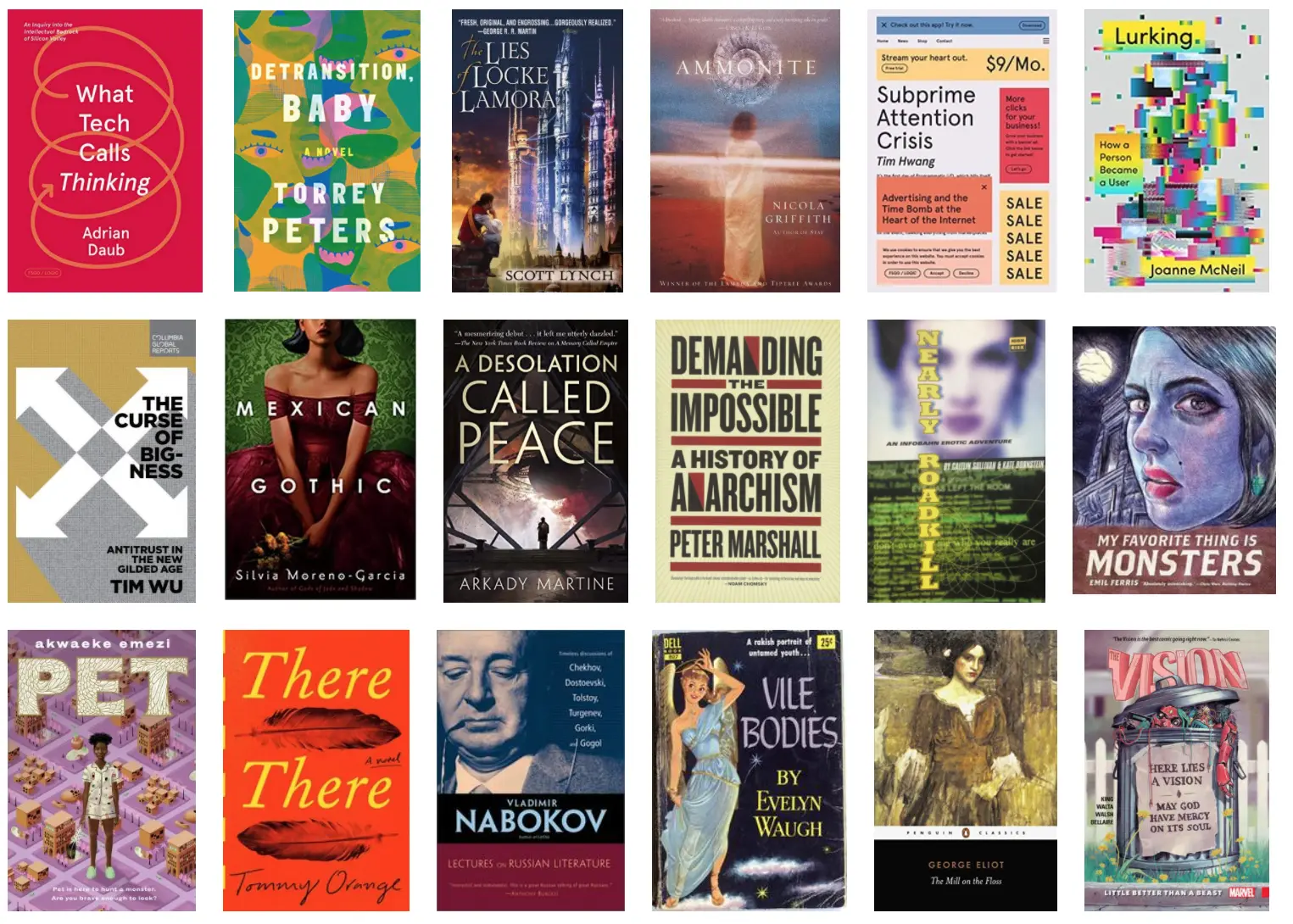 A grid of book covers